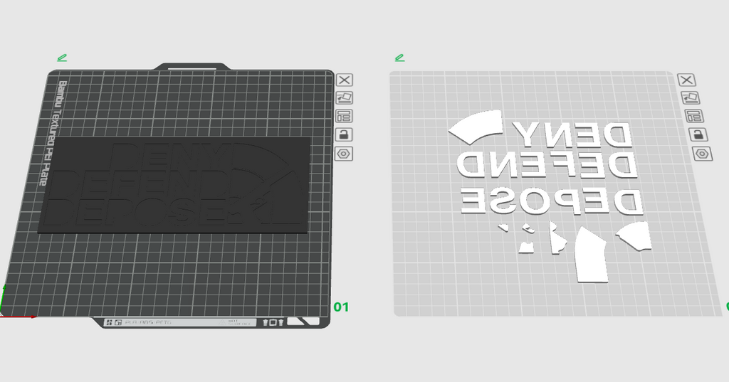 Deny, Defend, Depose Sign - Single Extruder or AMS