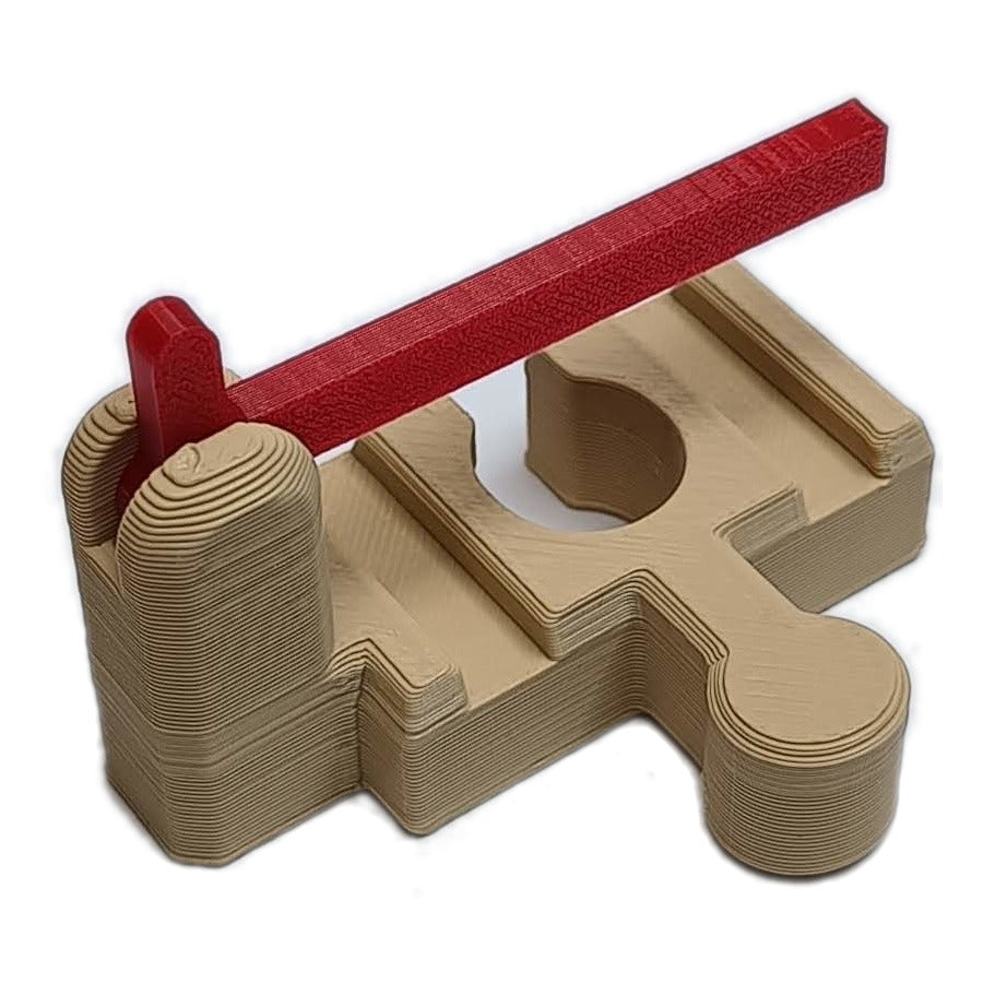 Universal railway barrier track for wooden train