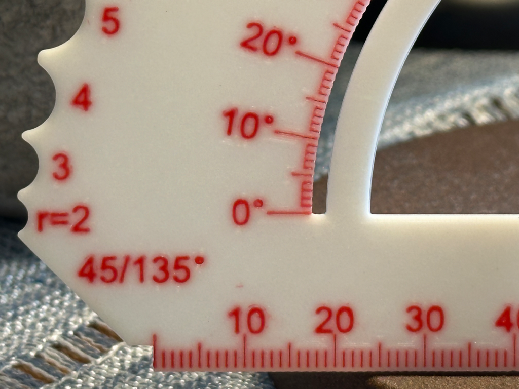 Template for Measuring Angles & Radii from 2-16mm
