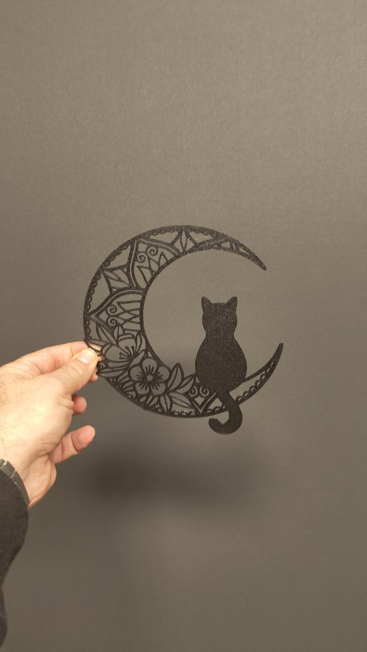 Cat and moon trival wall art