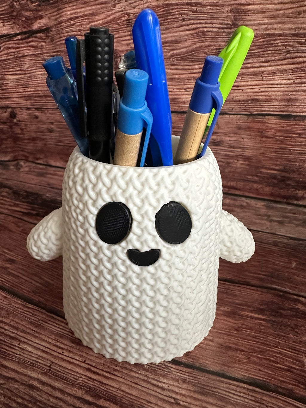 Cute Knitted Ghost Vase or Pencil Holder