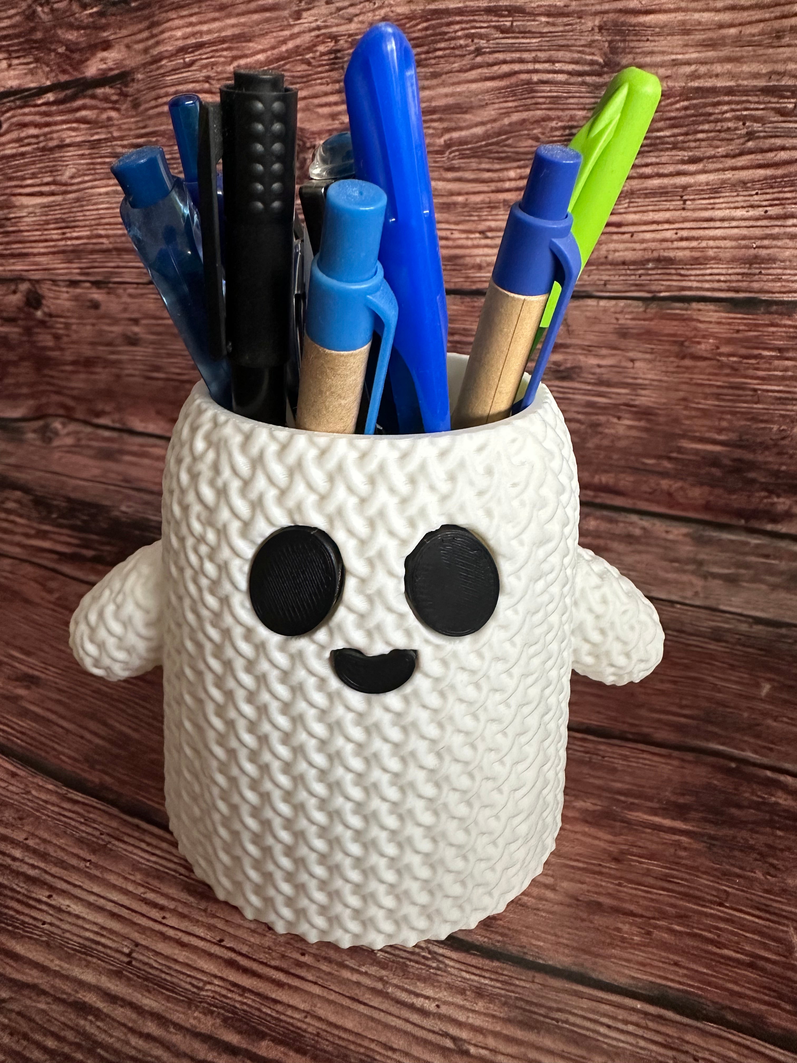Cute Knitted Ghost Vase or Pencil Holder