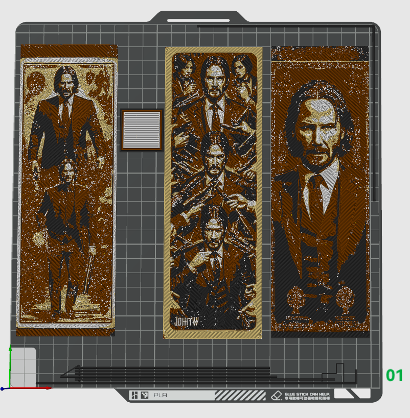 Set of 3 bookmarks as Fan Art - John Wick Portraits with lots of Guns