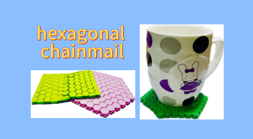 hexagonal chainmail 六边形铰链杯垫