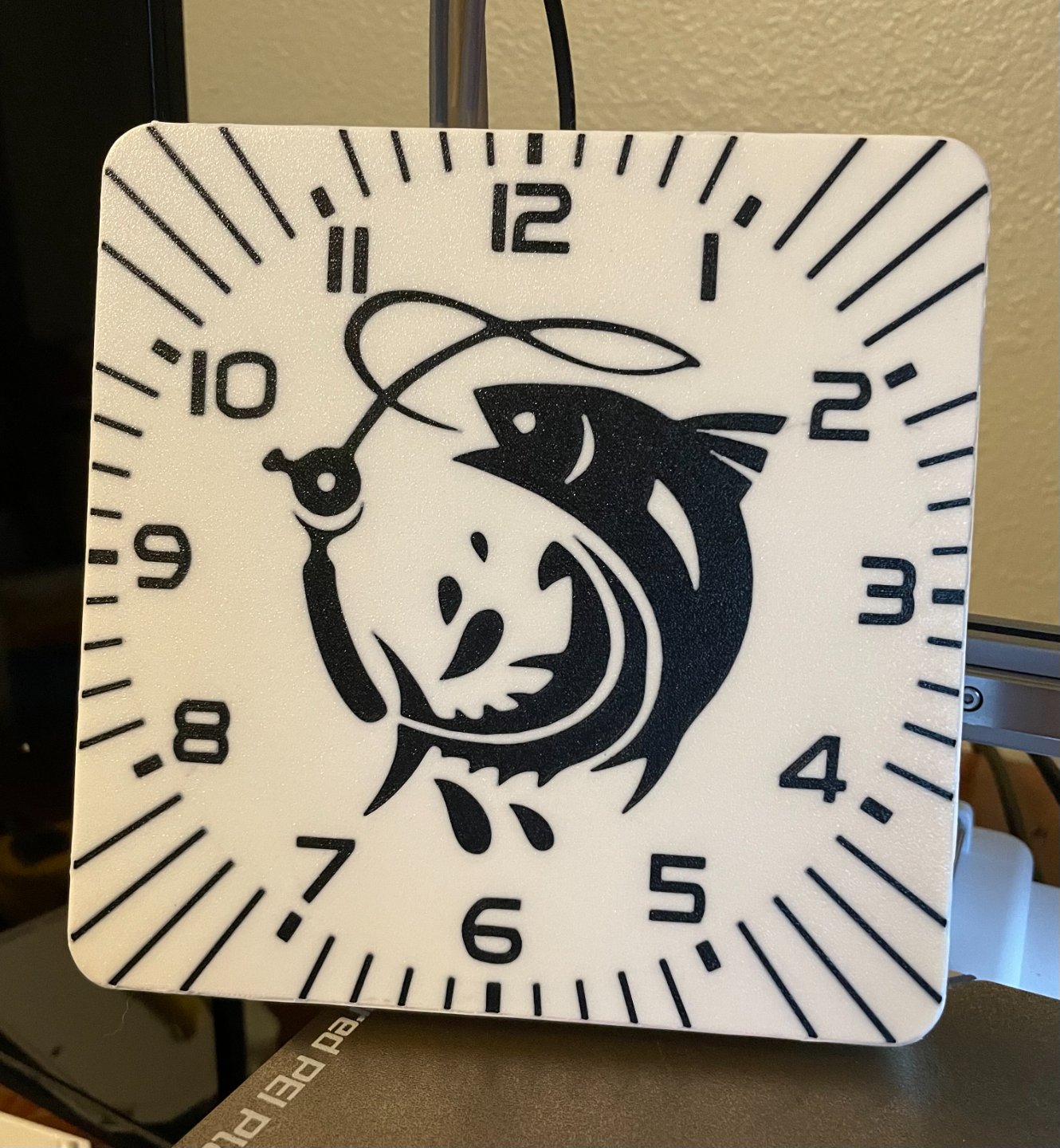 fishing themed square clock