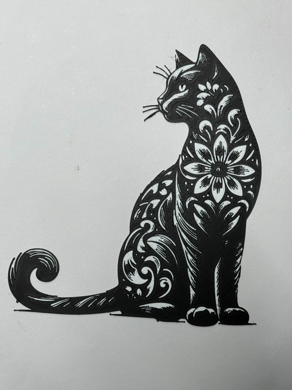 cat silhouette , black and white (wall art)