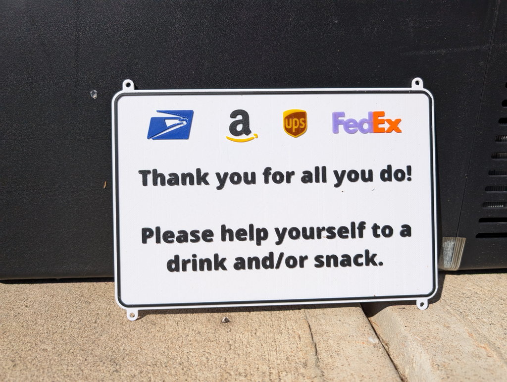 Delivery Driver "Thank you" Sign - Fixed