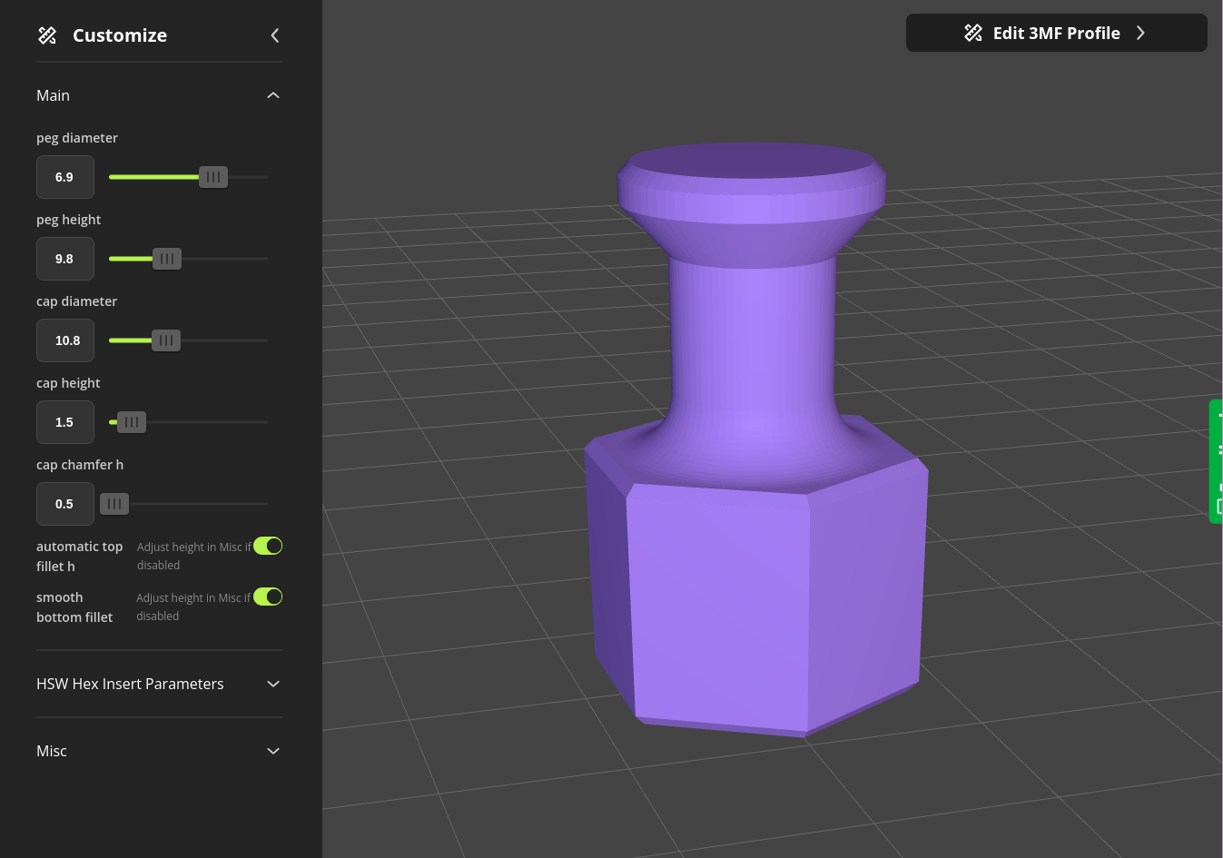 Parametric HSW Peg Generator