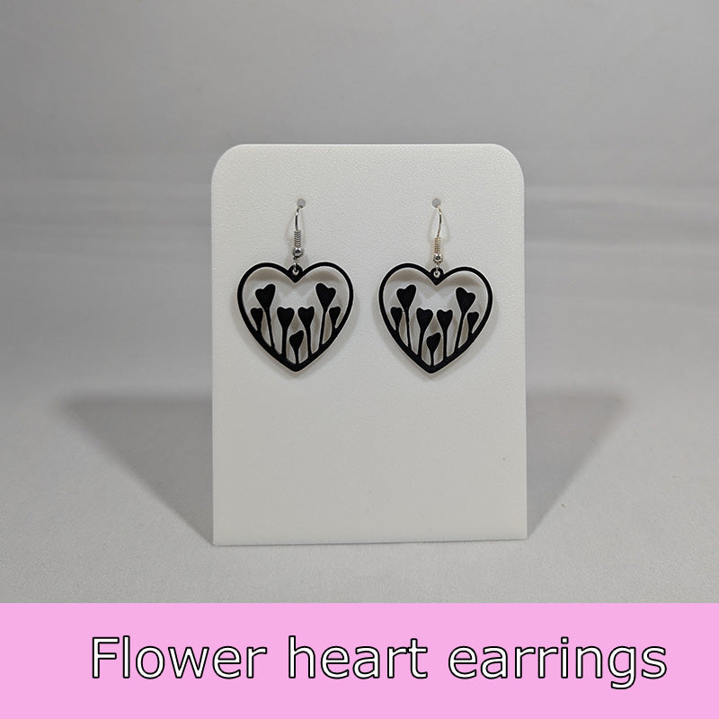 Flower heart earrings