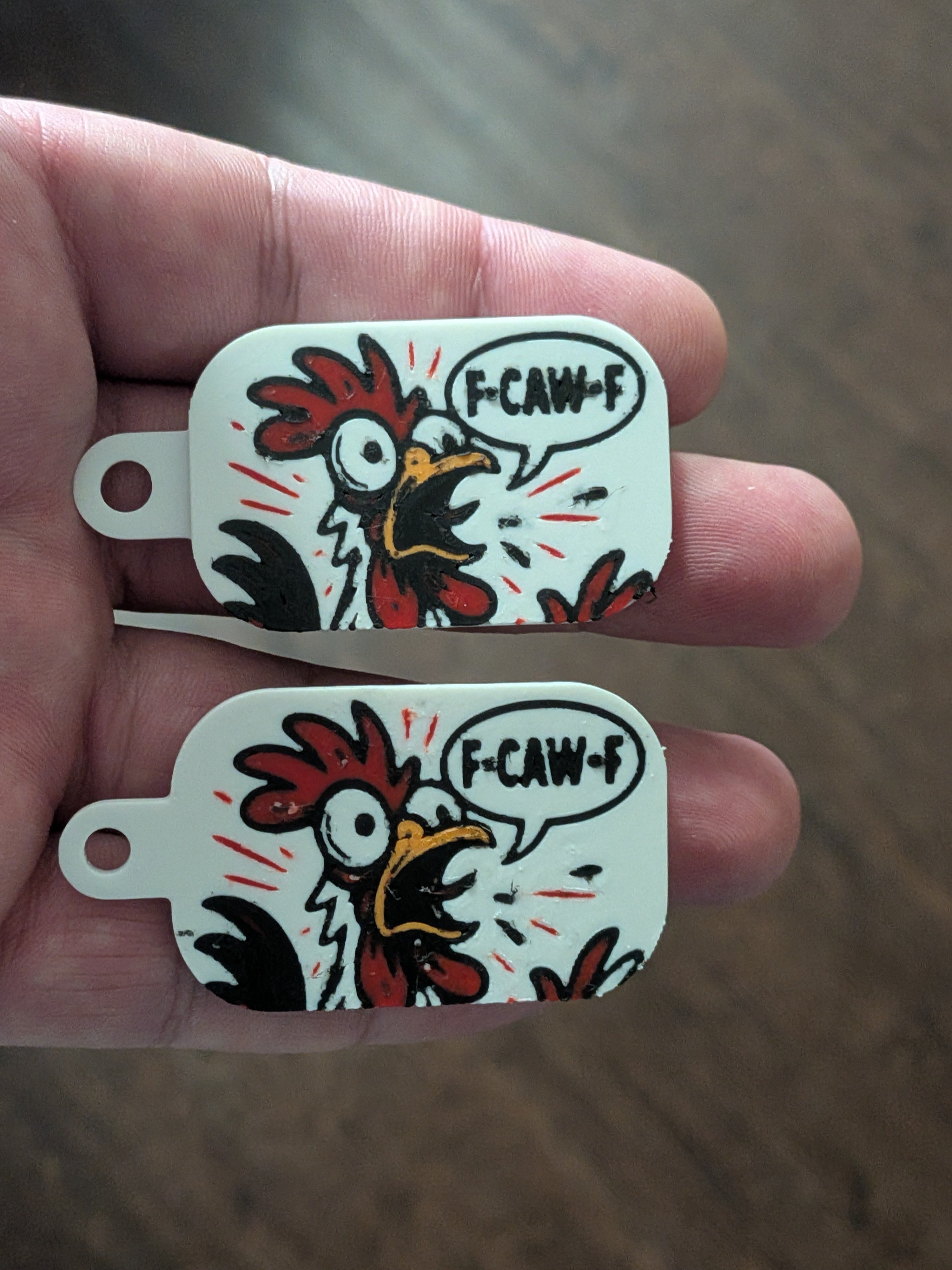 F-CAW-F Rooster art and keychain