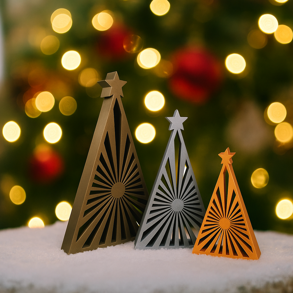 Modern Christmas Tree Set – 4 Geometric Designs