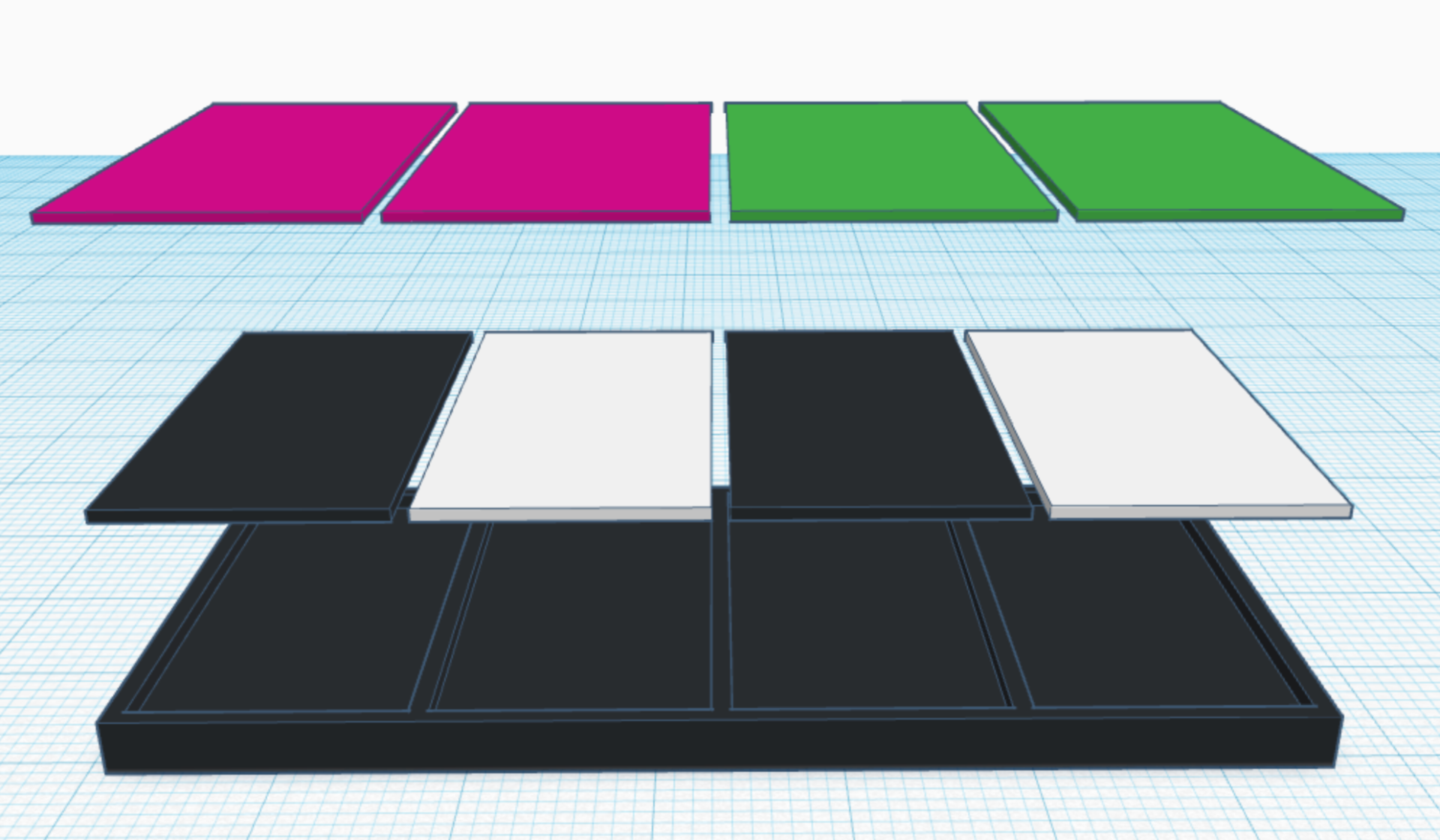example "keychain" style coloring for minimal filament changes and maximum brightness + color shades