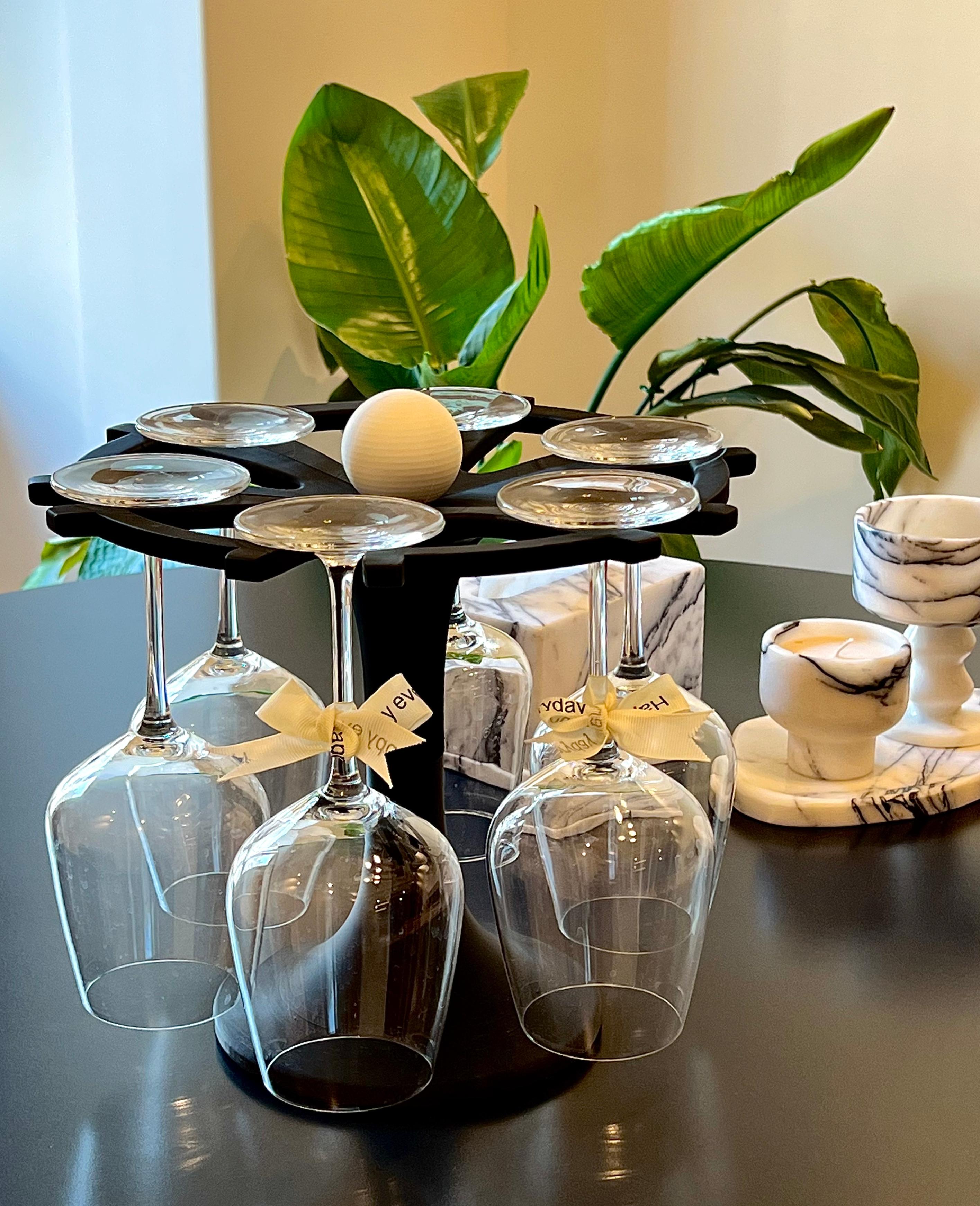 法式高级感｜黑白色红酒杯支架 可挂6个红酒杯 精致收纳