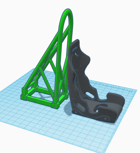 Racing seat phone stand with roll cage