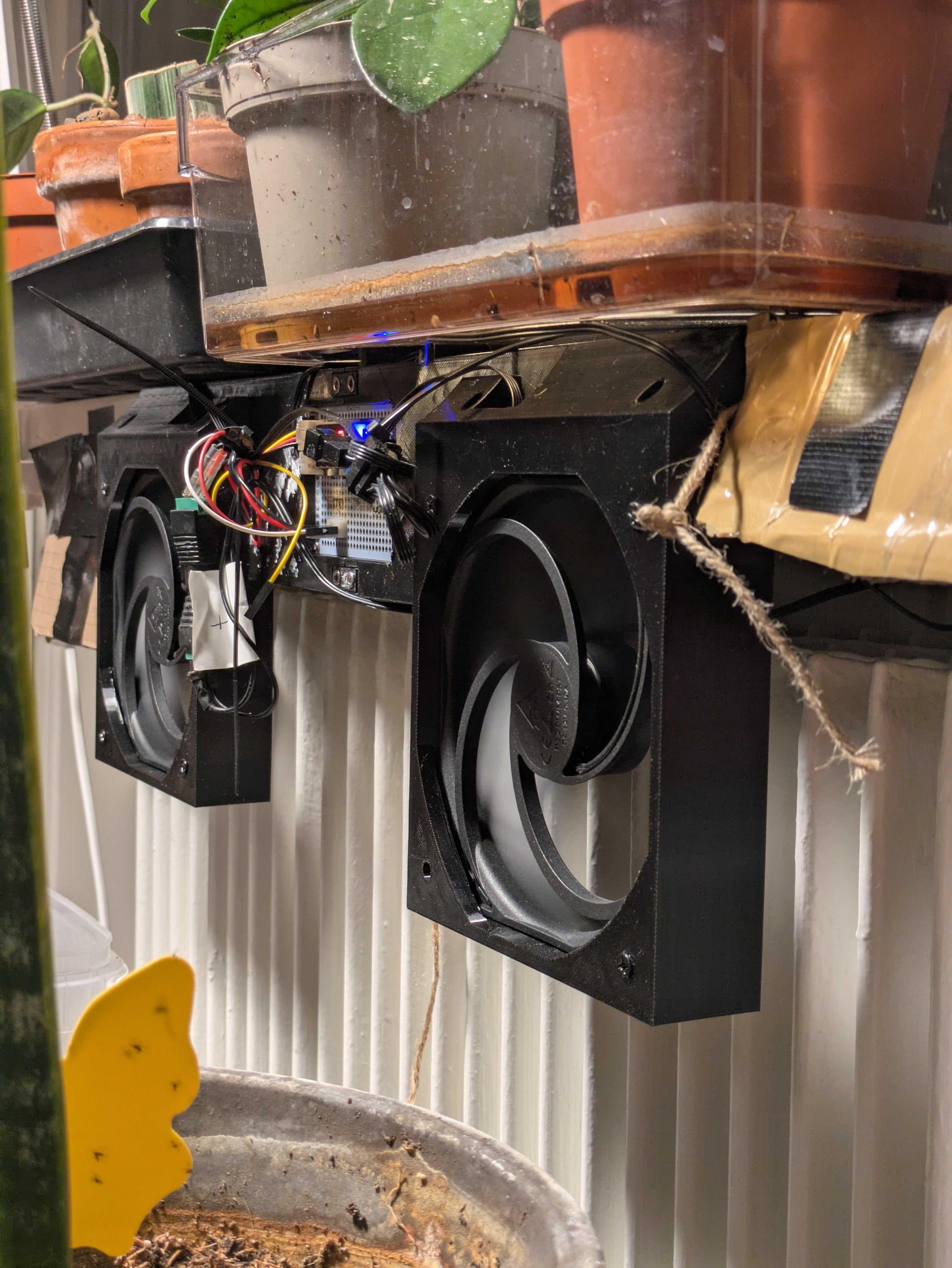 Dual PC fan bracket with room for proto board