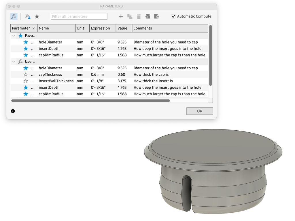 Hole Plug (parametric)