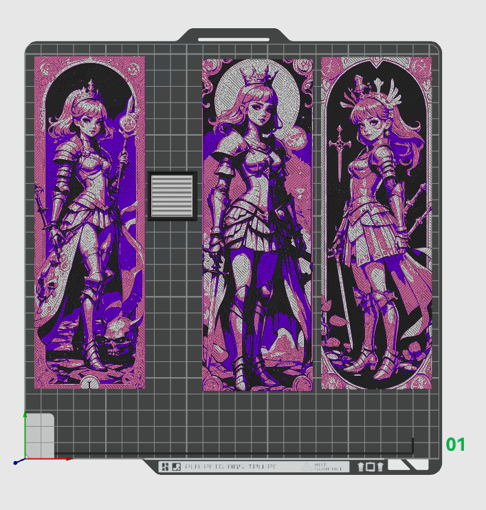 Set of 3 Bookmarks - The Pink Knight - Lady Aurora dressed in her Armor and Ready for Battle