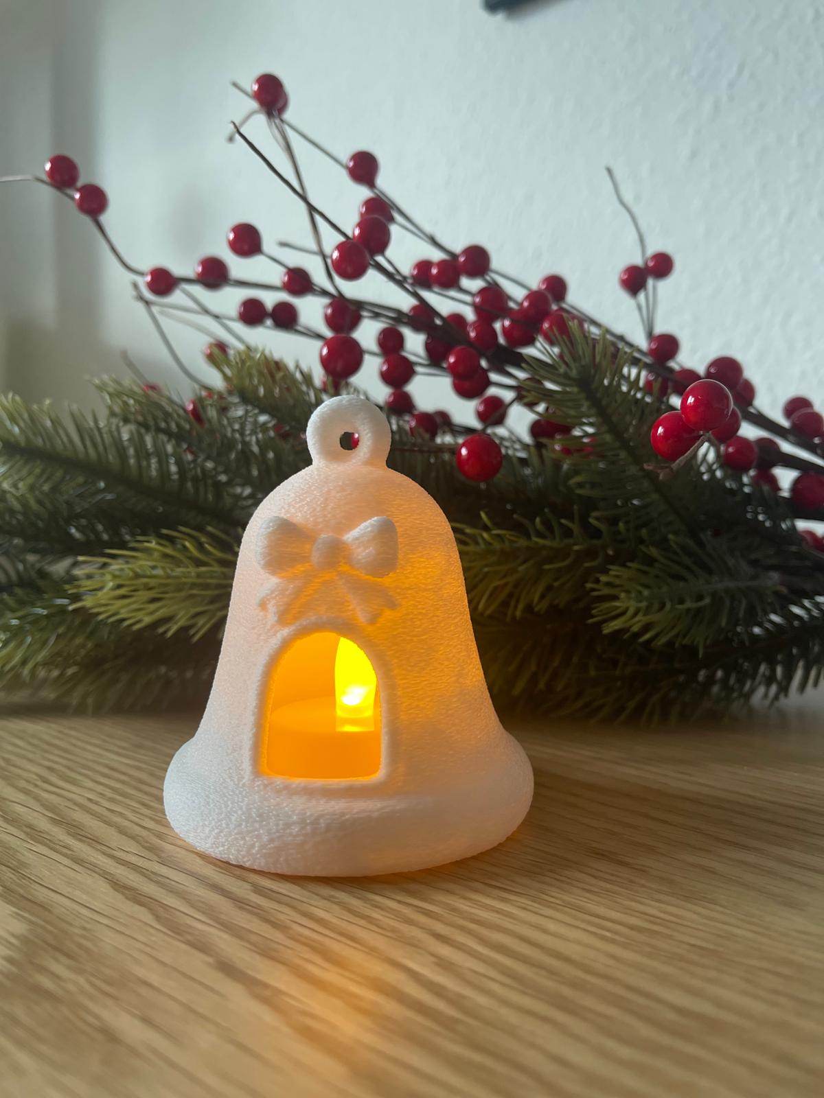 Glocke Teelicht für Weihnachten Winter Deko