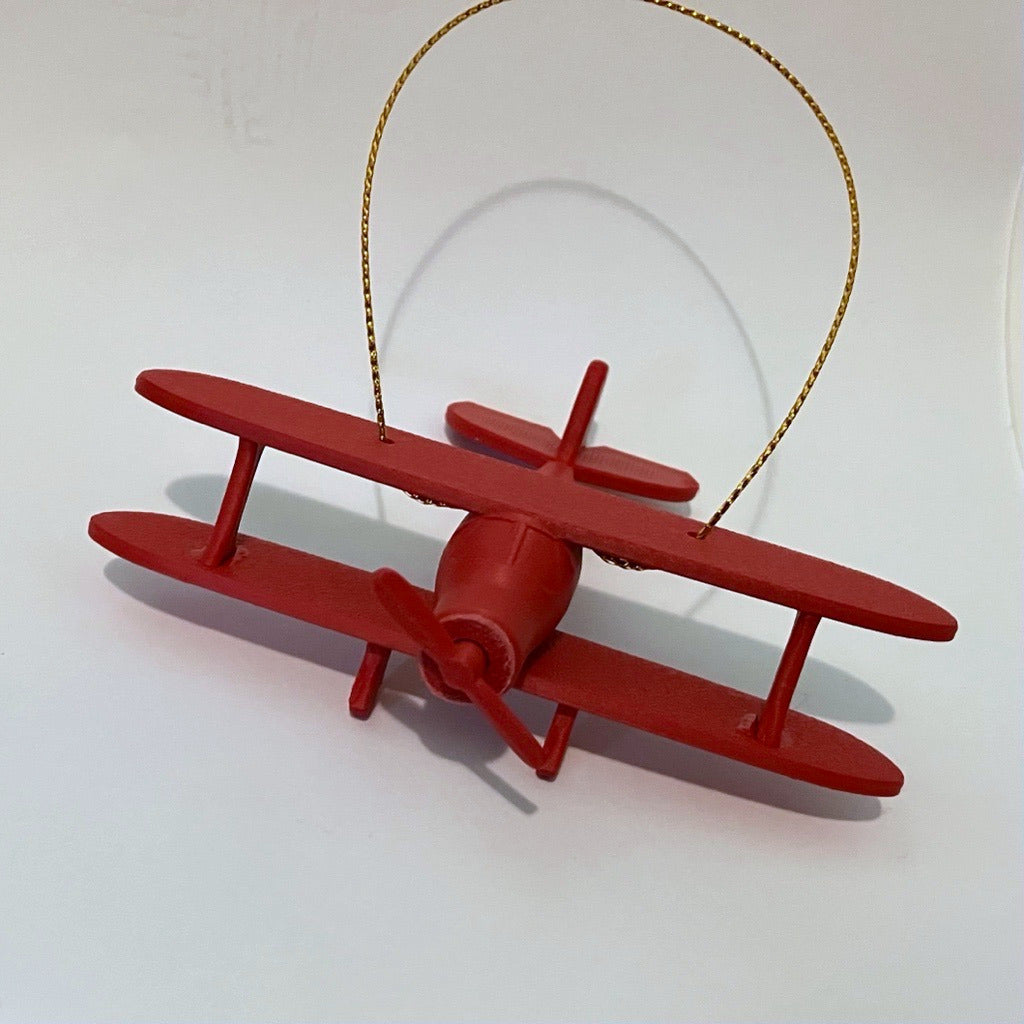Staggerwing Biplane Holiday Ornament spinning prop