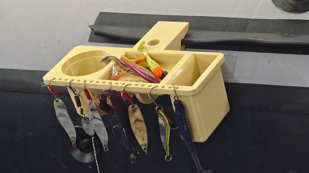 organizer for fishing lures, phone for a pvc boat
