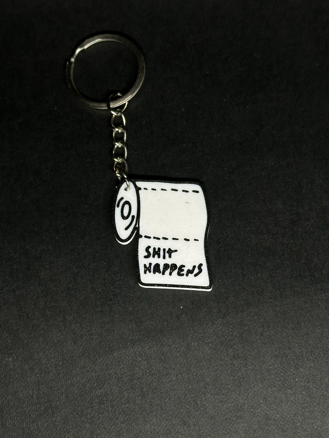 Roll of Paper Shit Happens keychain