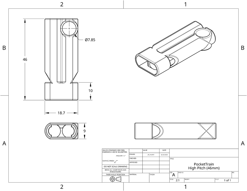 PocketTrain - small, loud two tone Whistle