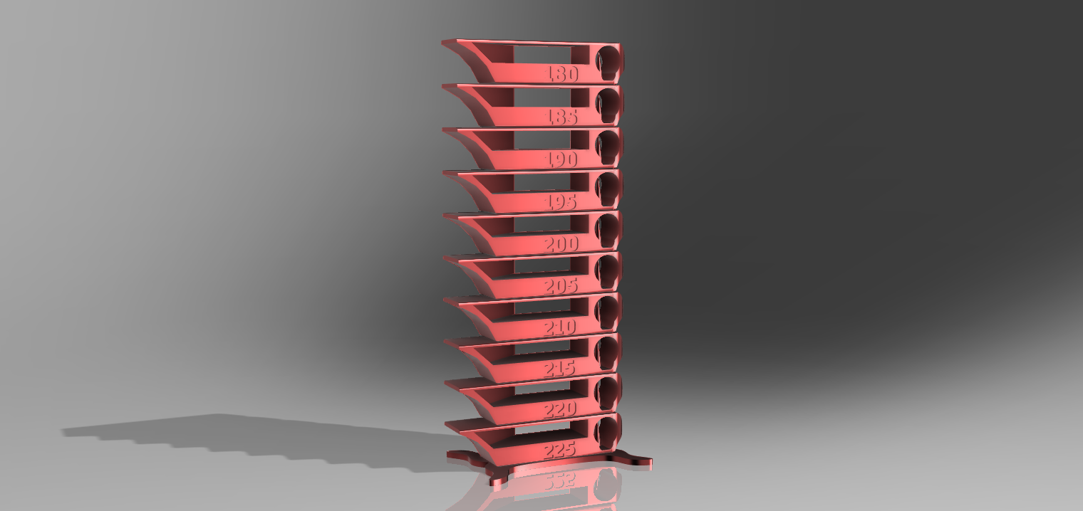 Temperature tower PLA from 180 to 225