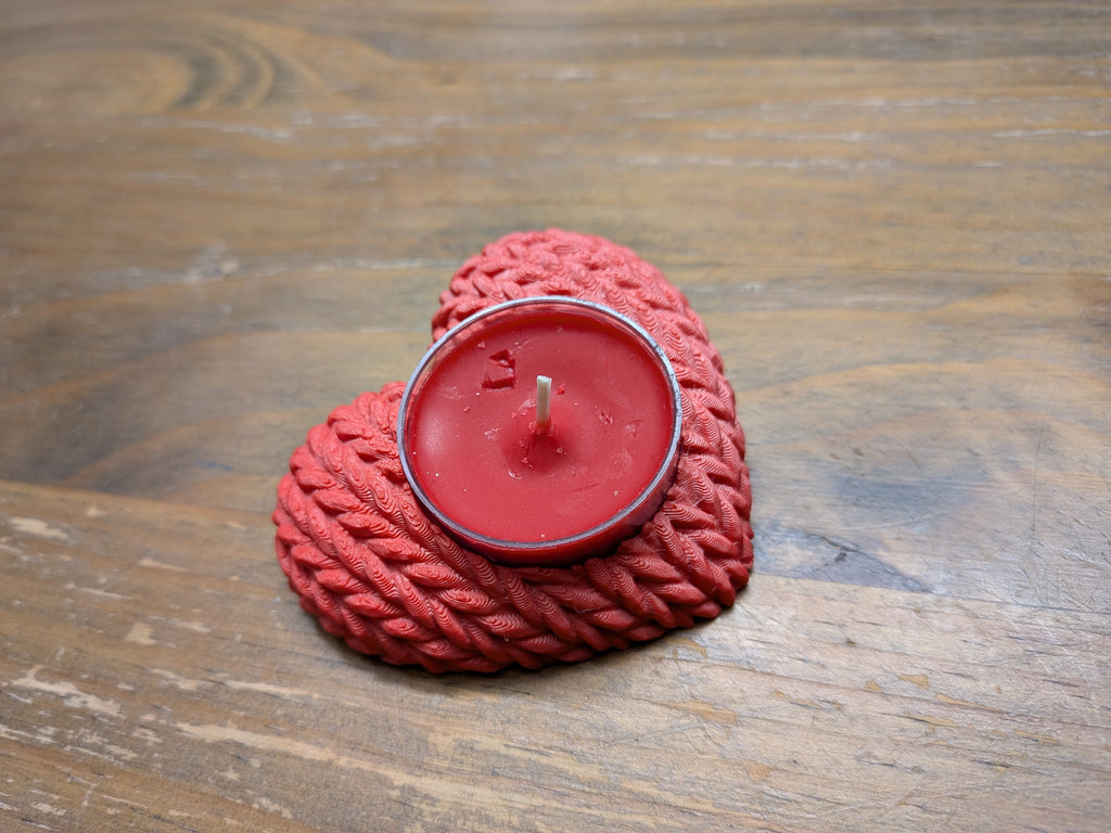 Teelichthalter Strickherz - knitted Candlestand