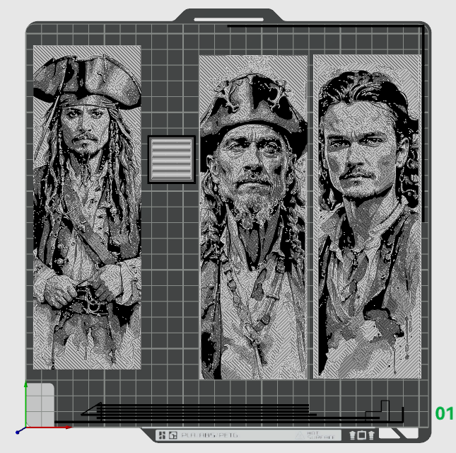 Set of Bookmarks - Pirates of the Caribbean - Sparrow, Turner and Barbossa Portrait Views