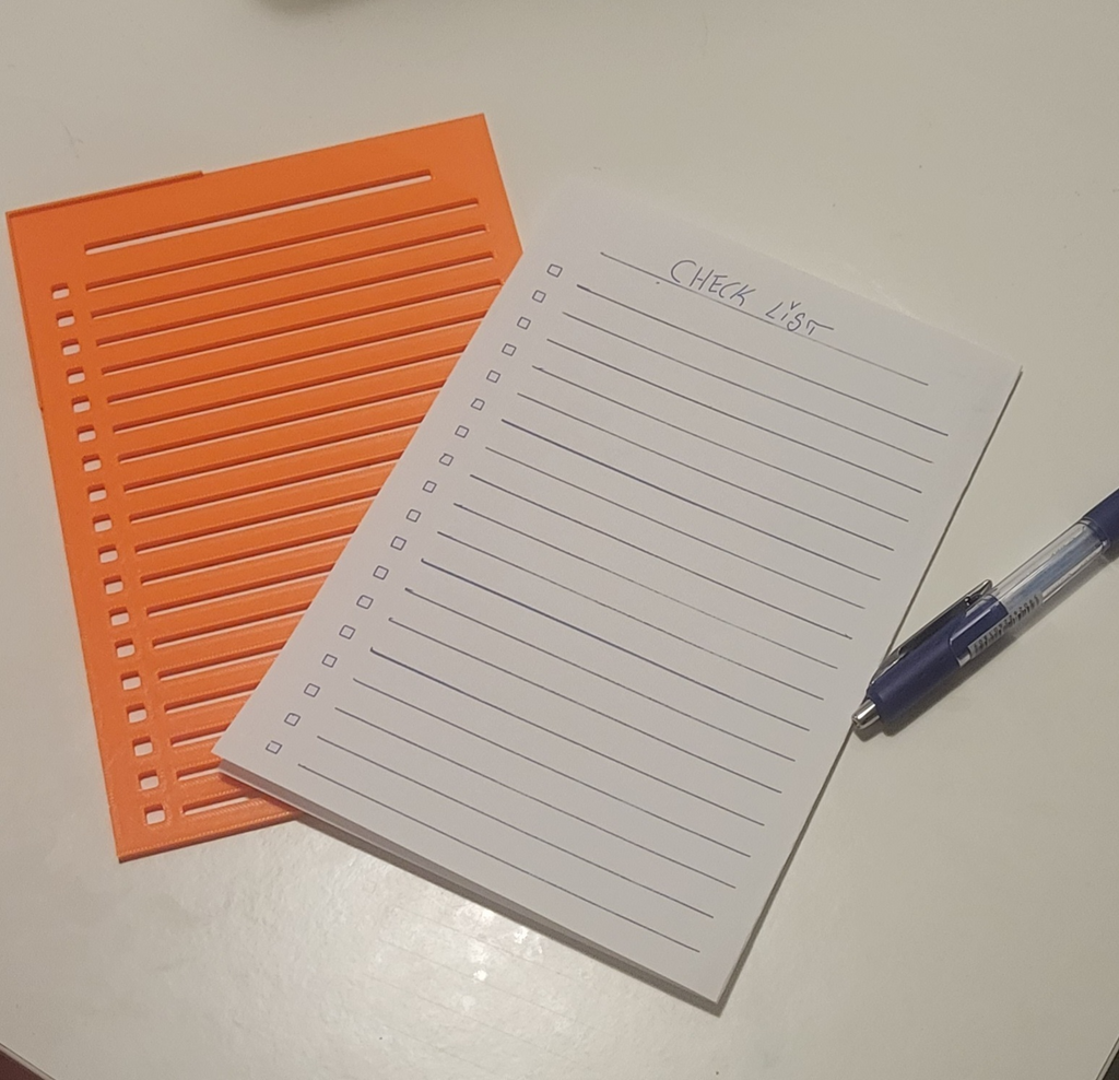 Check list template for A5 paper or notebooks
