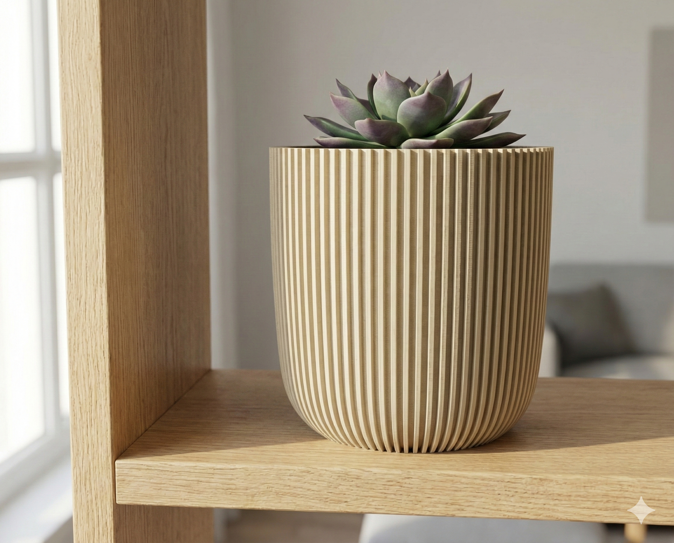 Minimalist Ribbed Planter (13cm)-Macetero Estriado