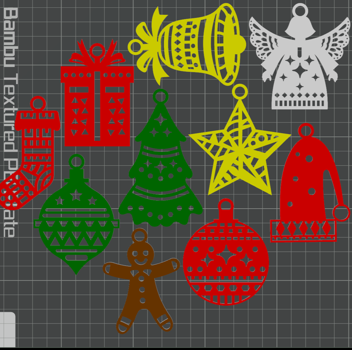 10 Christmas Holiday Ornament Collection Single Color Print