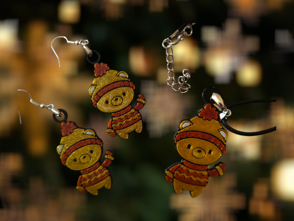 Cute Bear - Earrings and Necklace
