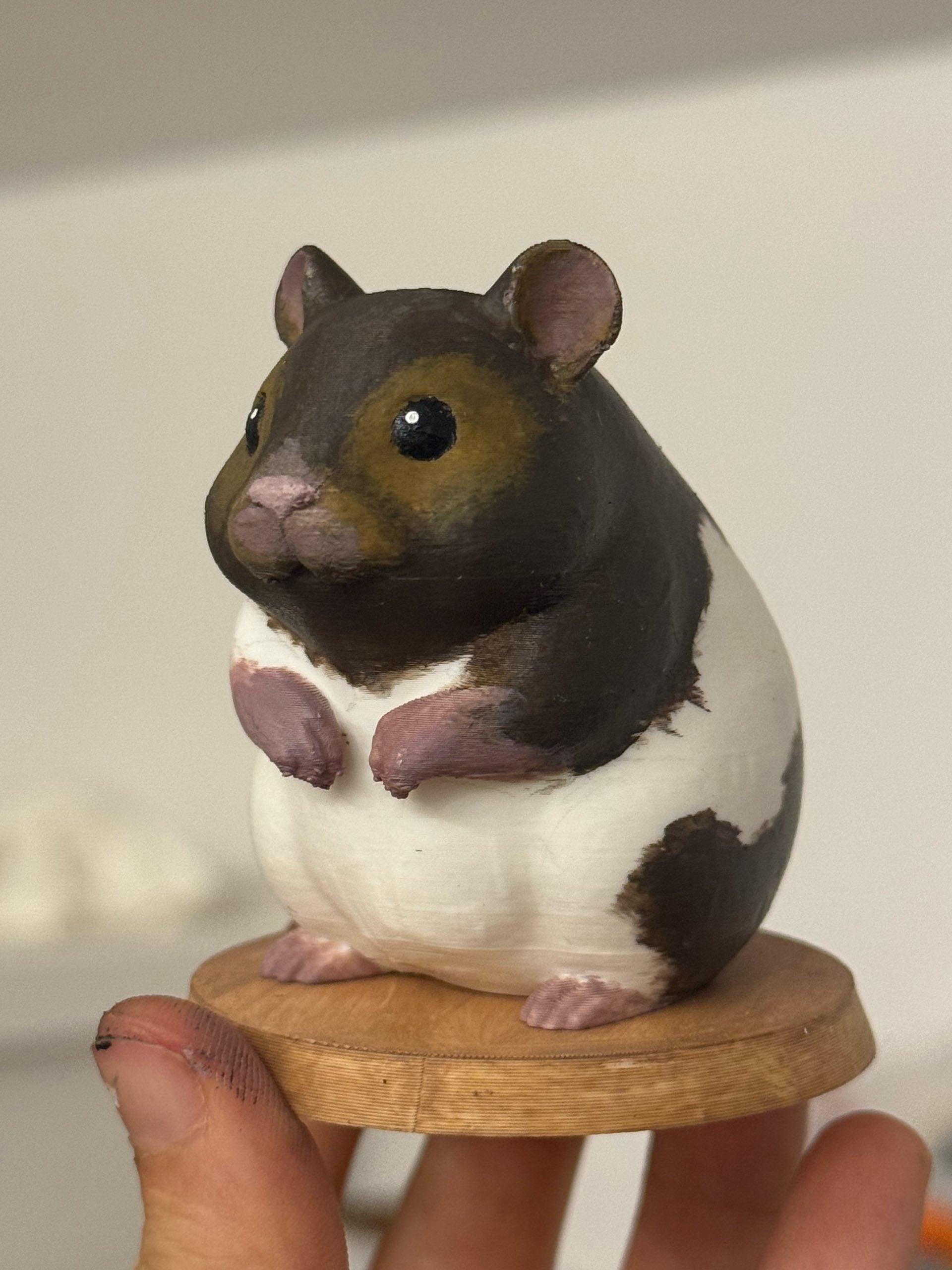 Cute Modern Hamster Figurine on Pedestal