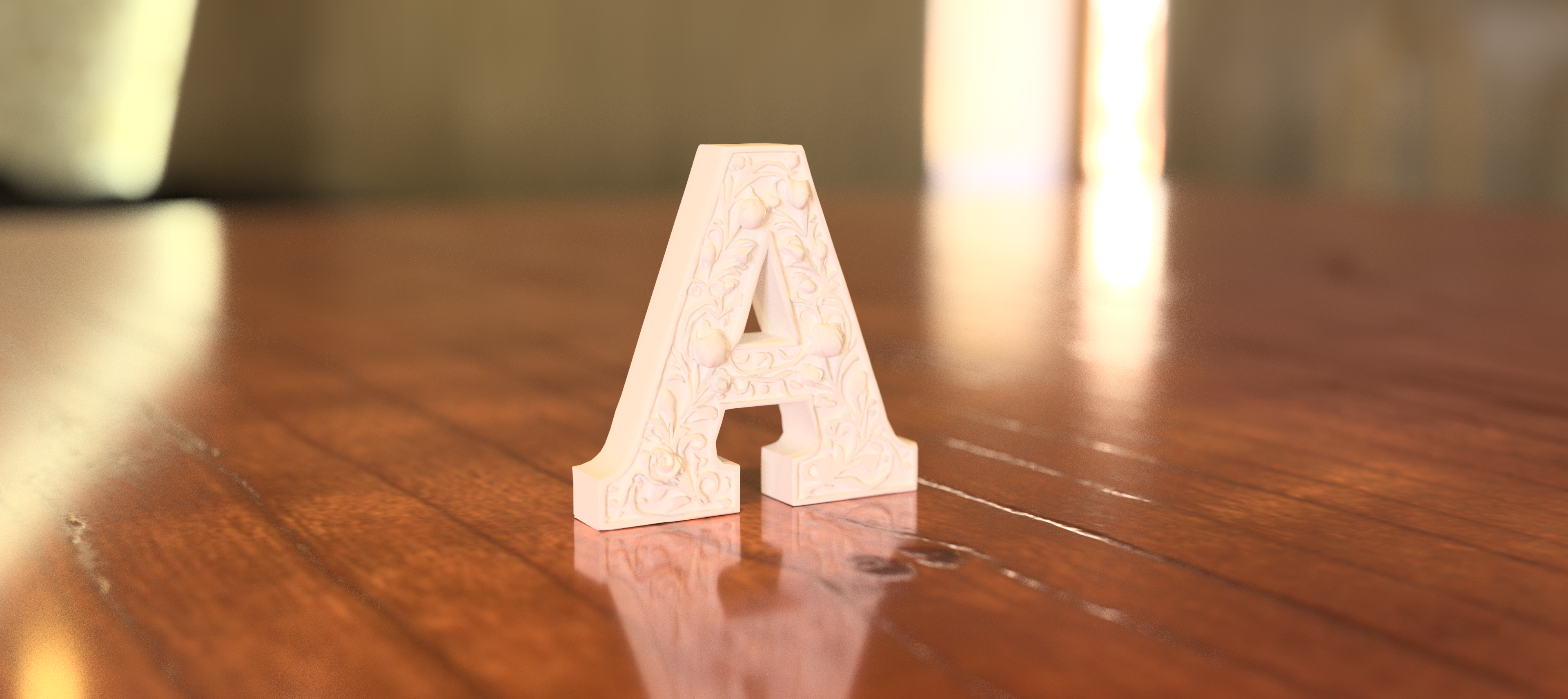 Standing Letter A Floral Gypsum Style