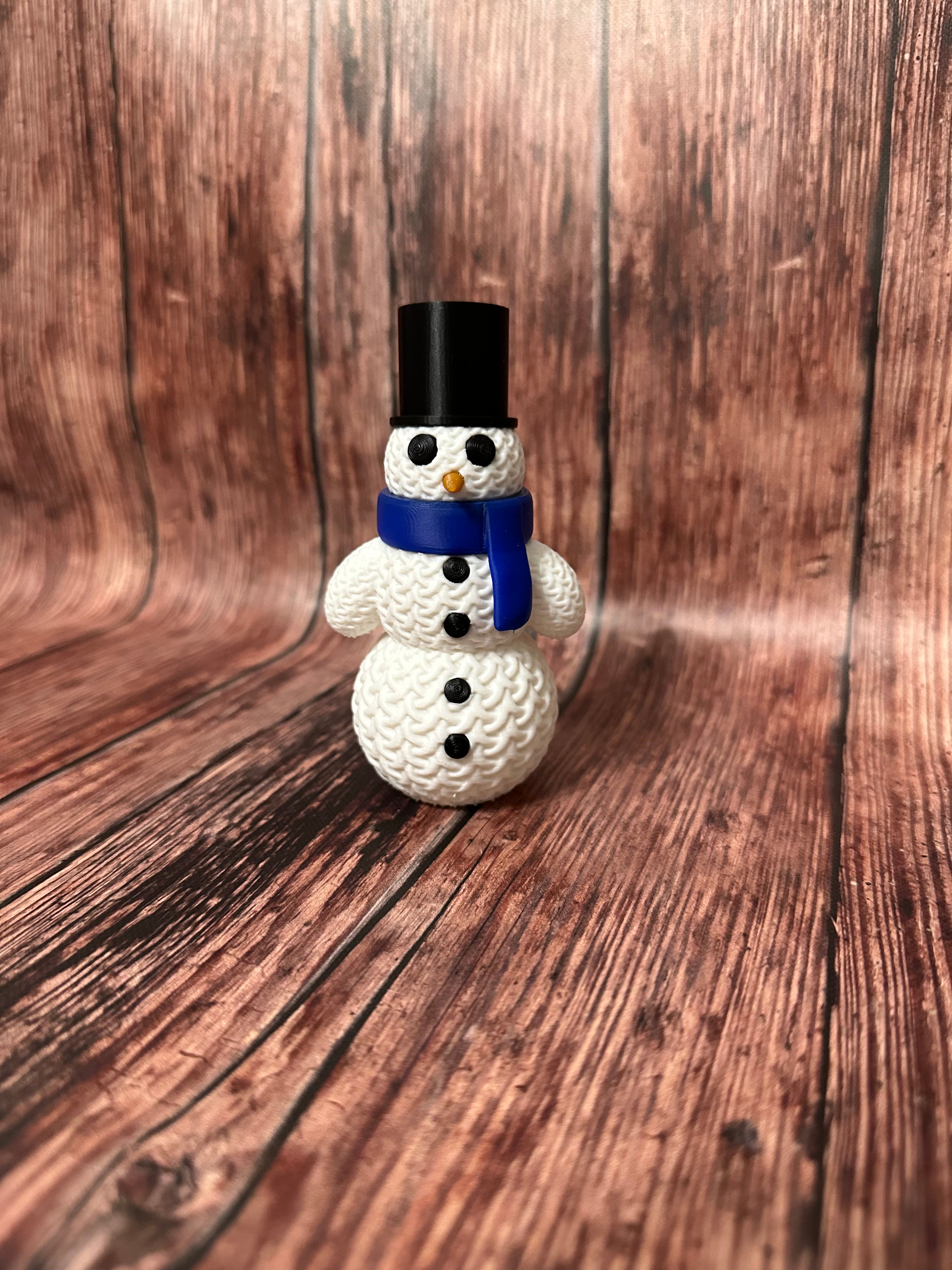 Cute Knitted Snowman with Hat and Scarf