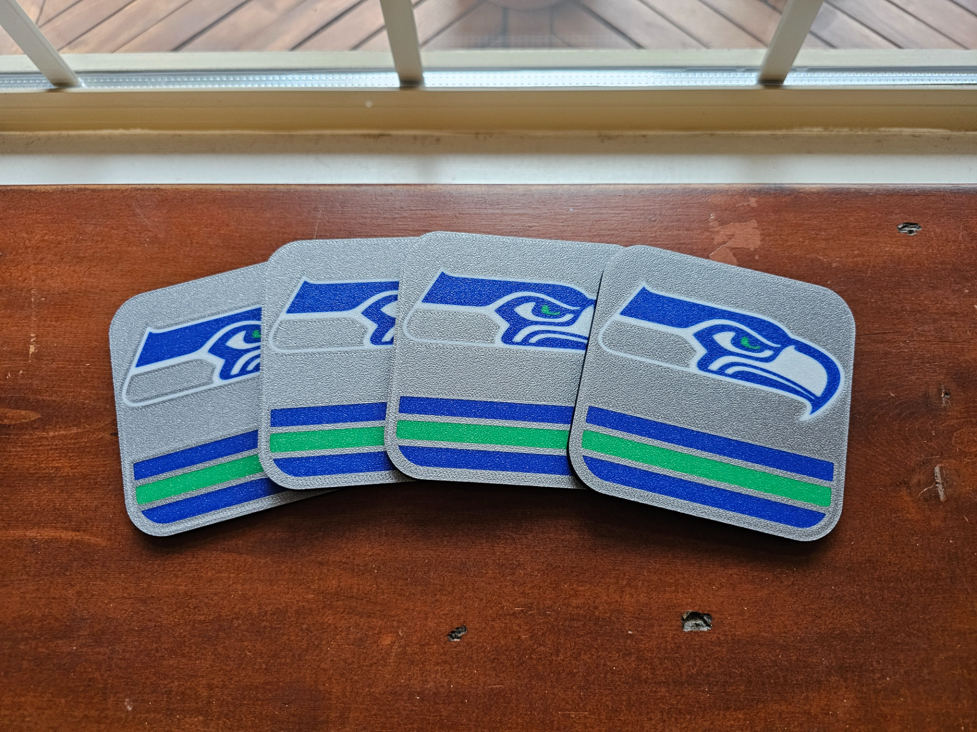 Seahawks Coasters and holder