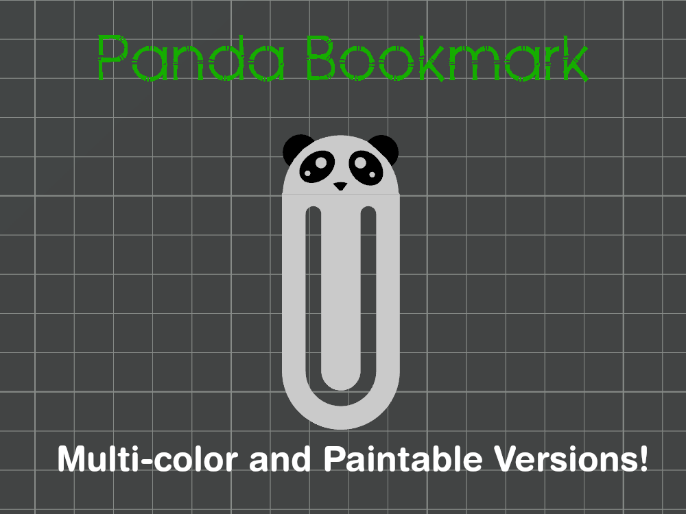 Panda Bookmark - Multicolor or Paintable