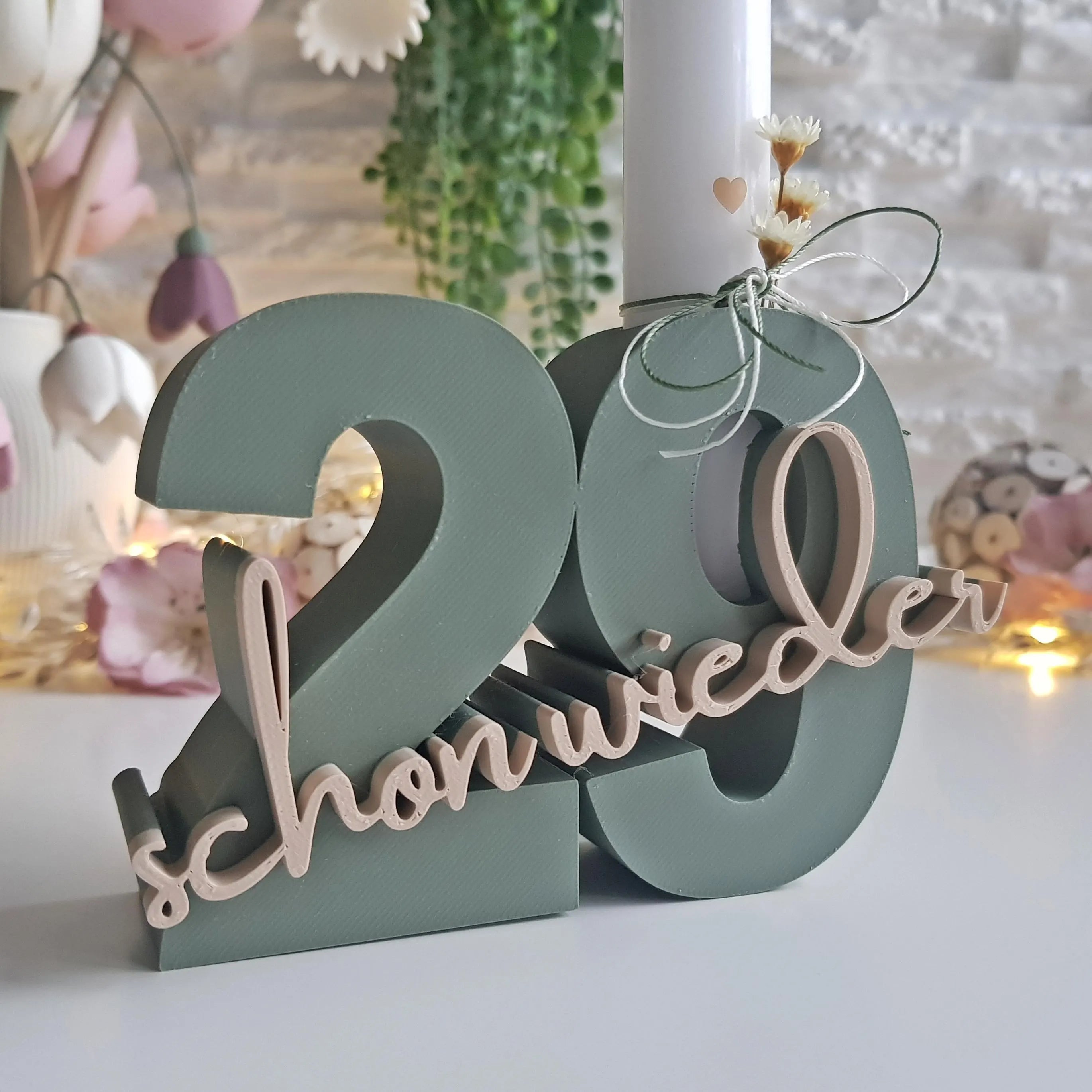 Geburtstag Geschenk Zahl - 29 Blume Kerze Ständer