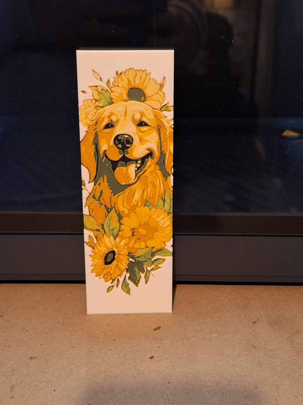 labrador & sunflower bookmark - hueforge