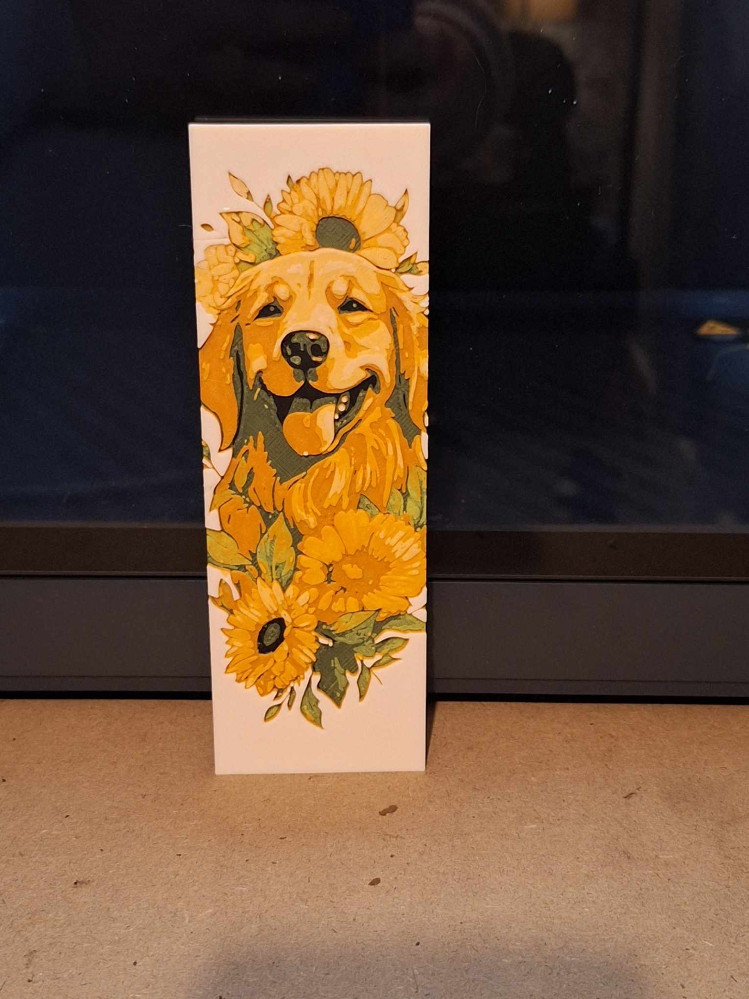 labrador & sunflower bookmark - hueforge