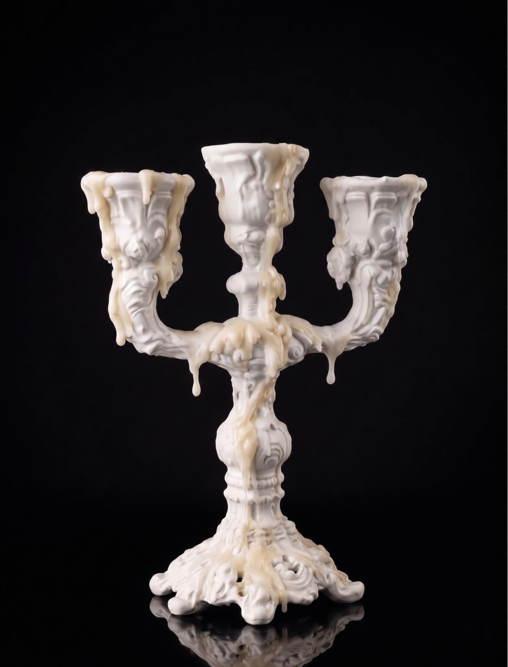 "Melted Wax" Triple Candelabra (20cm)