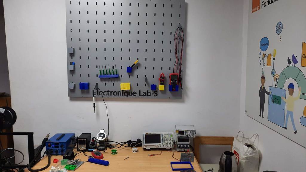 pegboard and hooks for fablab