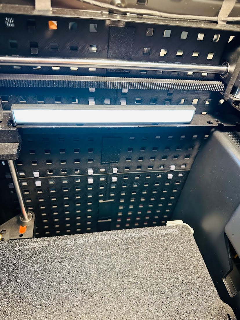 Double spaced pegboard hook connector for minimal shell enclosure