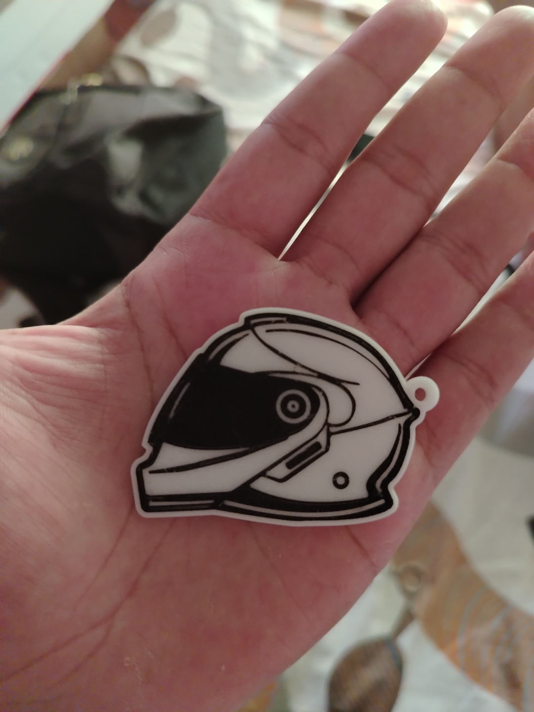Motorcycle helmet keychain