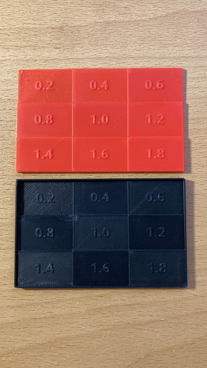 Filament Sample - Thickness Test Card 0.2 to 1.8mm