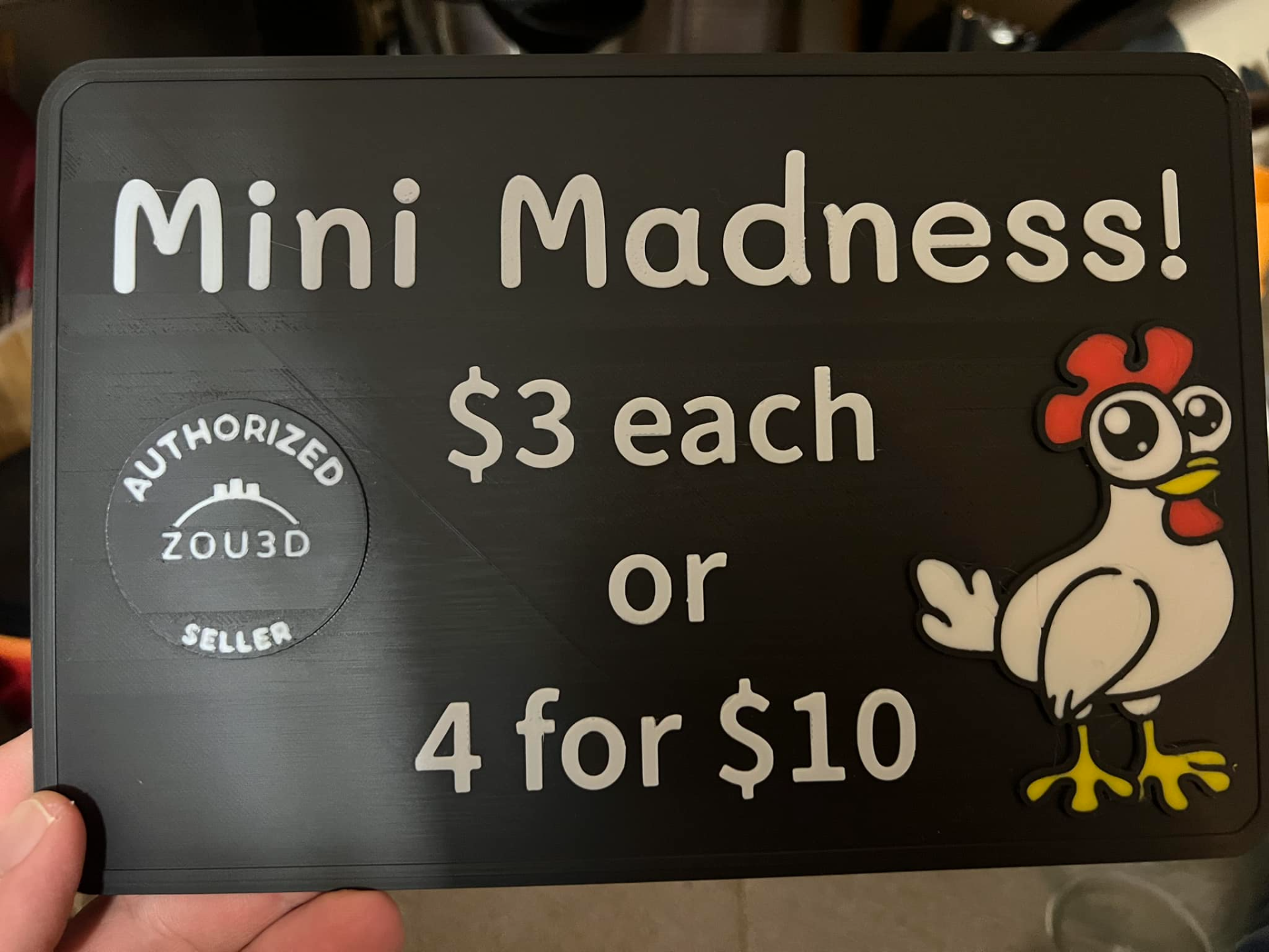 Mini Madness Pricing Sign for Zou3D sellers