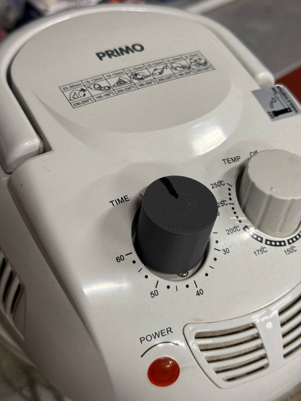 Halogen convection oven knob