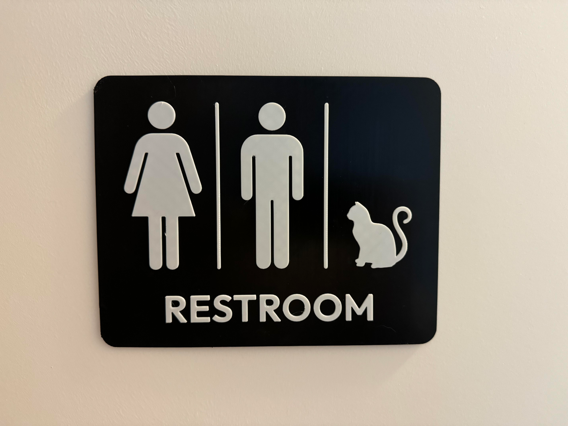 People and cats bathroom sign