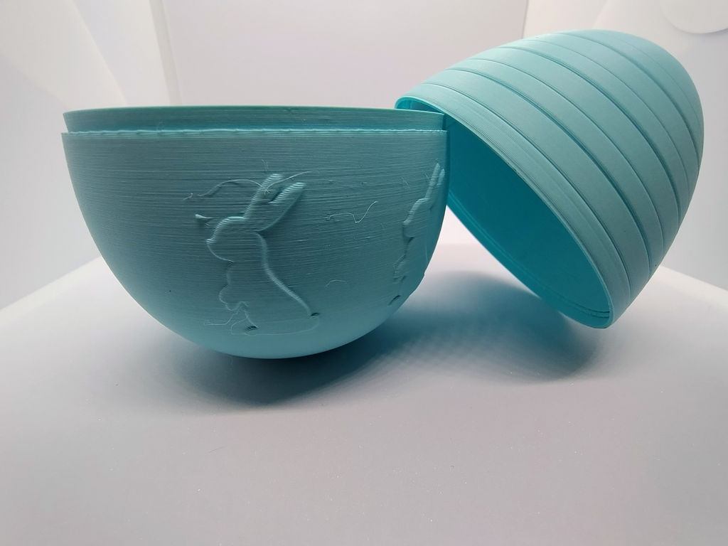 Easter Egg Open with rabbit decor